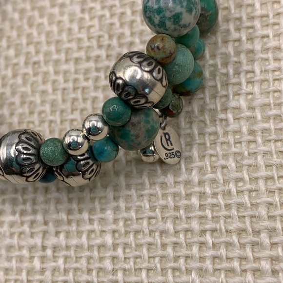 Sincerely Southwest Sterling Silver Turquoise Coil Bracelet - Picture 6 of 8